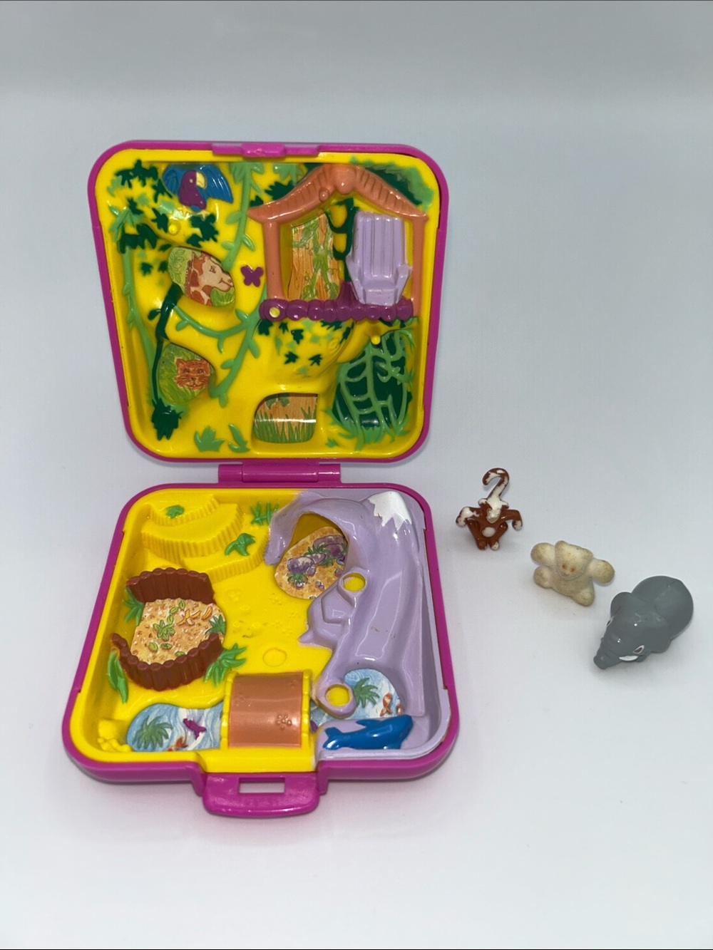 1989 Polly Pocket Wild Zoo World Bluebird Vintage Compact w/ Animals No Doll